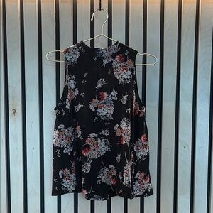 Floral Sleeveless Black Top